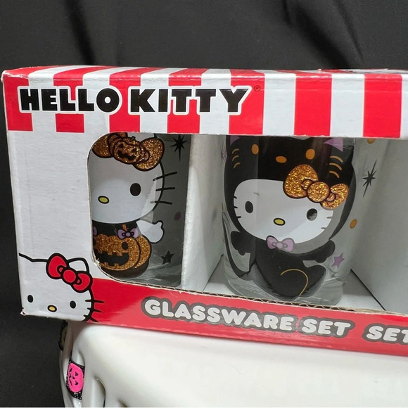 Sanrio Hello Kitty Halloween Glass Shot Glasses - Set Of 4 - Cat,Pumpkin,Witch - Picture 7 of 11